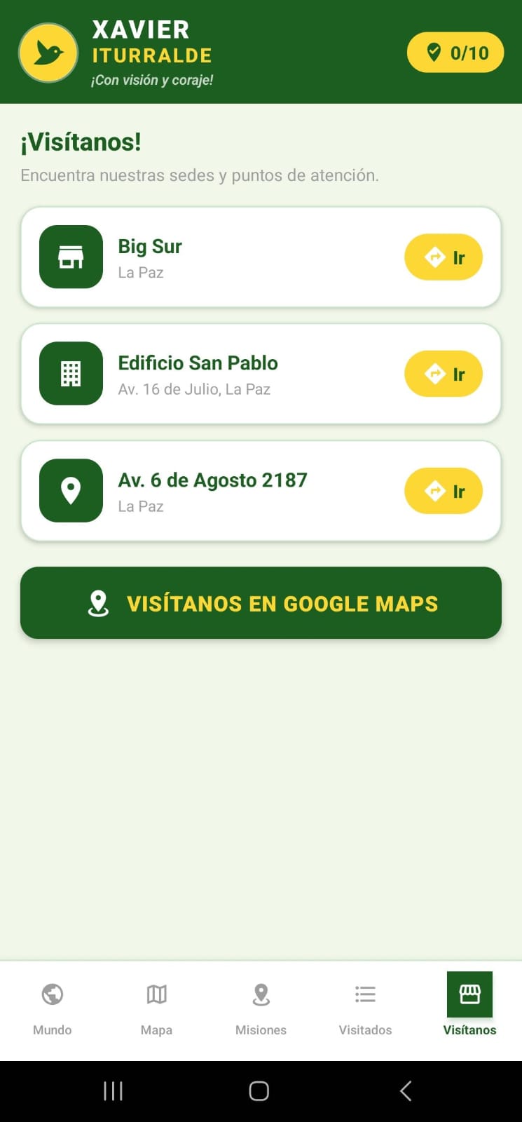 Visítanos - Sedes y puntos